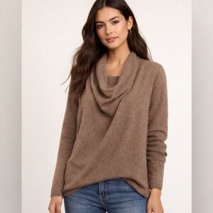 Joie Cashmere Cowl Neck Sweater in Light Brown Neutral